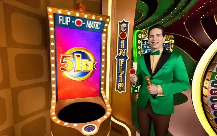Crazy Time Coin Flip bonus game with red and blue multipliers
