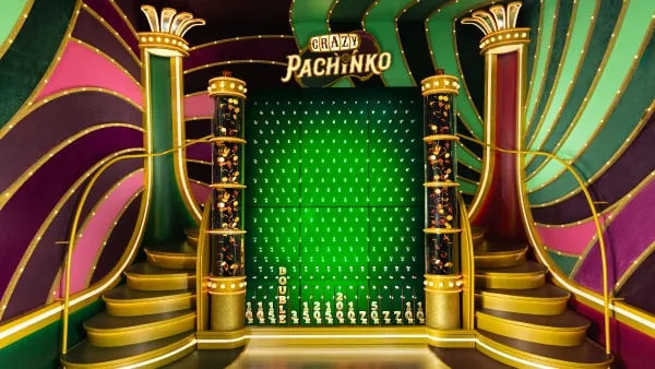Crazy Time Pachinko bonus game peg wall and multiplier slots